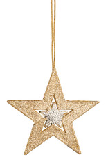 Sticker - Golden Christmas star decoration on background