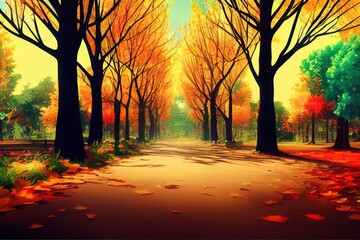 realistic cartoon look summer background 3d rendering autumn leaves background