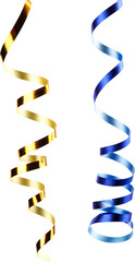 Wall Mural - close up of gold and blue ribbons on white background