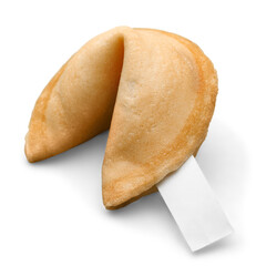 Wall Mural - Fortune cookie with blank slip isolated on white background.