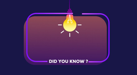 Poster - Did You Know label design with light bulb and rays. Logo design