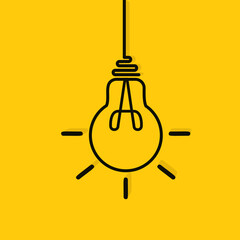 Poster - Bulb light vector icon. Lighting Electric lamp. Electricity, shine. Light Bulb icon vector, isolated on background. Bulb light icon. Idea sign, solution
