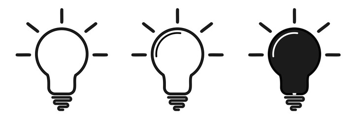 Poster - Lamp icons set. Idea lamp icon collection. Flat style