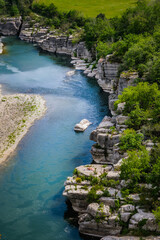 Wall Mural - View on the Ardeche river and its canyon near the village of Labeaume in the South of France