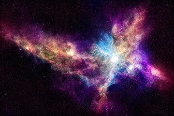 Wall Mural - Star universe background, Stardust in deep universe, Milky way galaxy, The night with nebula in the cosmos, 2d Illustration.