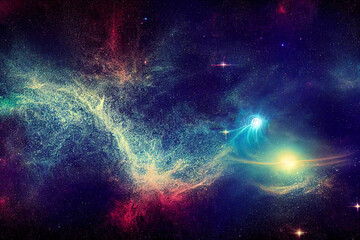 Wall Mural - space background with realistic nebula and shining stars. colorful cosmos with stardust and milky wa
