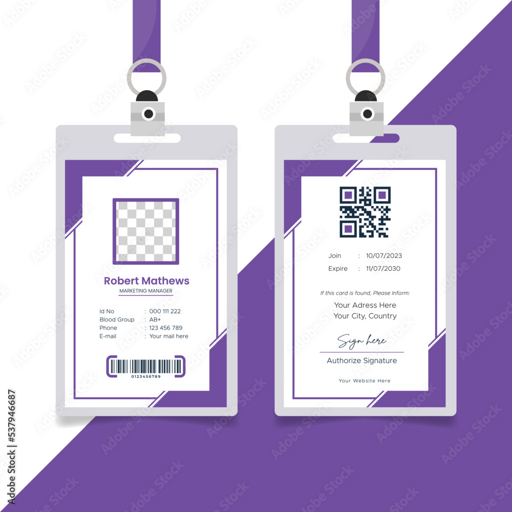 Modern and minimalist id card template | Creative id card design for ...
