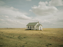 A Small Abandon Church On The Prairies.