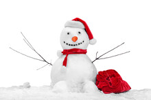 Cute Little Snowman Isolated On White