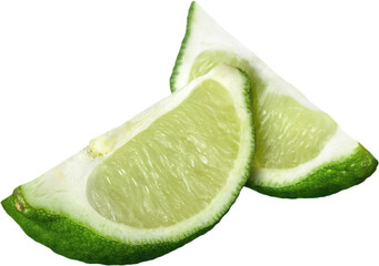 Wall Mural - Slices of fresh lime isolated on white background