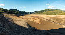 Panoramic View Of Dried Dam, Global Warming
