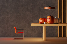 Pumpkins On Top Of A Table
