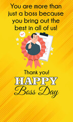 Happy boss day to multitasking woman greetings cards digital background unique template blank ready to edit boss lady