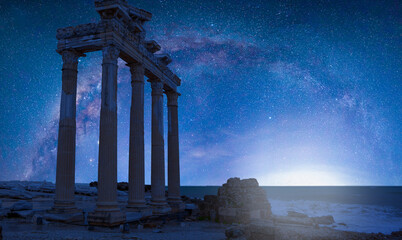 Wall Mural - Temple of Apollo with milky way galaxy