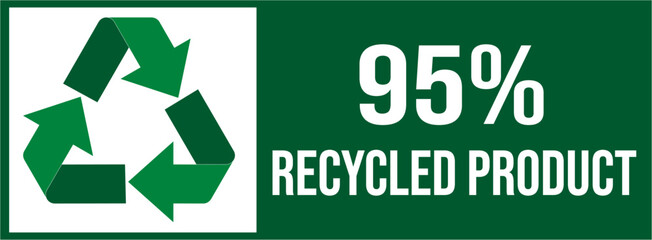 95% recycled product label icon sign