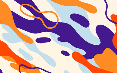 Fototapete - Abstract trendy background design in ethnic style. Retro modern illustration outline stroke pattern