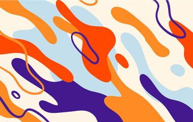 Fototapete - Abstract trendy background design in ethnic style. Retro modern illustration outline stroke pattern