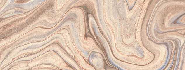 Wall Mural - abstract fluid art background light blue and beige colors. liquid marble. acrylic painting with brow