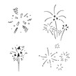 © Kiki - Set of simple doodle confetti, sparkler and fireworks. Collection of hand drawn elements holiday. Vector illustration