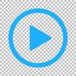 Blue video play button icon isolated on transparent background. vector illustration design. easy to edit
