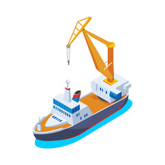 Wall Mural - Isometric Crane Ship