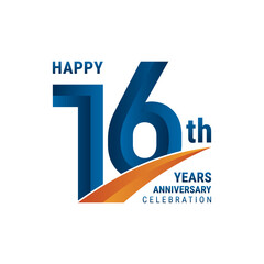 Wall Mural - 16th Anniversary Logo, Perfect logo design for anniversary celebration, vector illustration