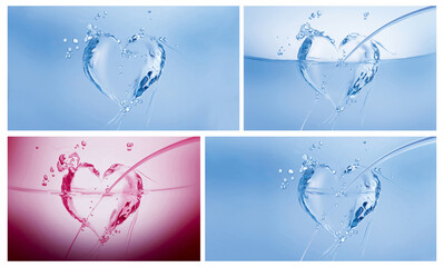 Wall Mural - Water Hearts Collage
