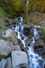 Poster - Autumn landscape of the Carpathian waterfall Trufanets