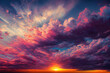 canvas print picture - Beautiful sunset sky with pastel pink and purple colors, sunset whit clouds.