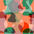 © Yuliia - Seamless pattern of a crowd of many different people profile heads. Vector background.