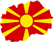 North Macedonia Map Flag. Macedonian Border Boundary Country Shape Nation National Outline Atlas Flag Sign Symbol Banner. Transparent PNG Flattened JPG Flat JPEG