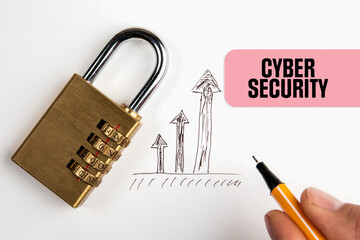 Wall Mural - Cyber Security concept. Padlock on a white background