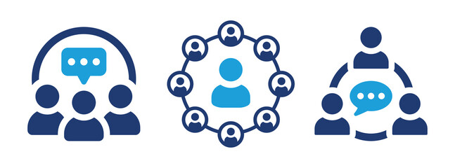 Aufkleber - Social circle icon set. Group communication and social network symbol. Vector illustration.