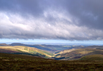 Wall Mural - Views of Calroust Burn over the Scottish border from near Windy Gyle in the Cheviot Hills in Northumberland, England