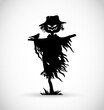Scary scarecrow black silhouette vector illustration