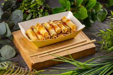 Canvas Print - Fried chinese spring rolls