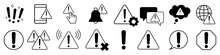 Simple Set Of Warnings Related Vector Icons. Contains Such Signs As Alert, Exclamation Illustration Sign Collection. Warning Symbol And More.