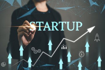 Startup business design concept, bussinesswoman showing target vision.