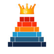Crown on the top of the pyramid, a template for six positions, isolated