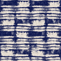  Summer indigo batik block print dyed motif seamless pattern. Fashion all over print for beach wear. Masculine shirt tie dye effect. Repeatable woven textile swatch 