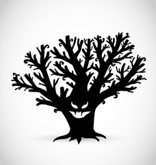 Wall Mural - Spooky and scary halloween monster evil tree vector illustration