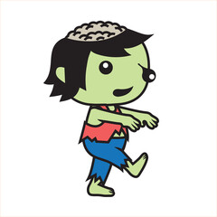 Cute cartoon style zombie illustration