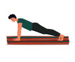 © Angelina - Young man doing push-ups. Sportsman doing press-ups. Muscle mass. Strength-training. Healthy lifestyle. Flat vector illustration.