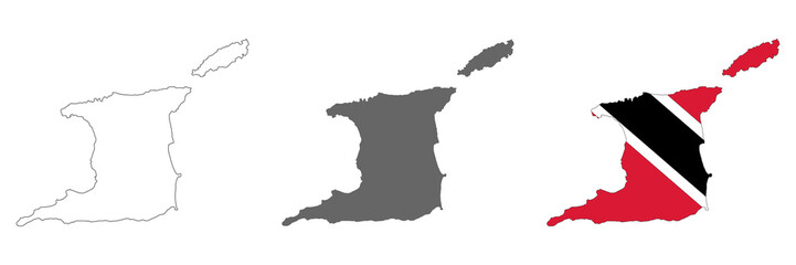 Highly detailed Trinidad and Tobago map with borders isolated on background