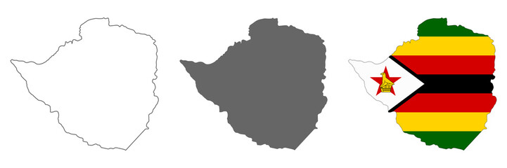 highly detailed zimbabwe map with borders isolated on background