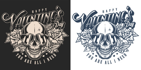 Valentine Day element vintage monochrome