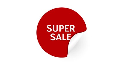 Aufkleber - Super sale label motion design. Super sale now. Super sale colorful note papers clip art