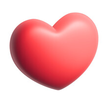 3D Red Heart Isolated On White Background. 3d Rendering Of A Velvety Heart