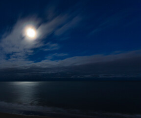 Wall Mural - moon on a cloudy night over myrtle beach