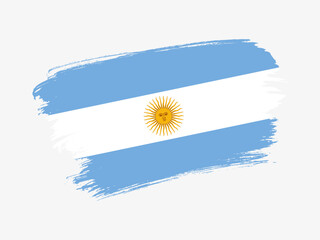 Argentina flag made in textured brush stroke. Patriotic country flag on white background